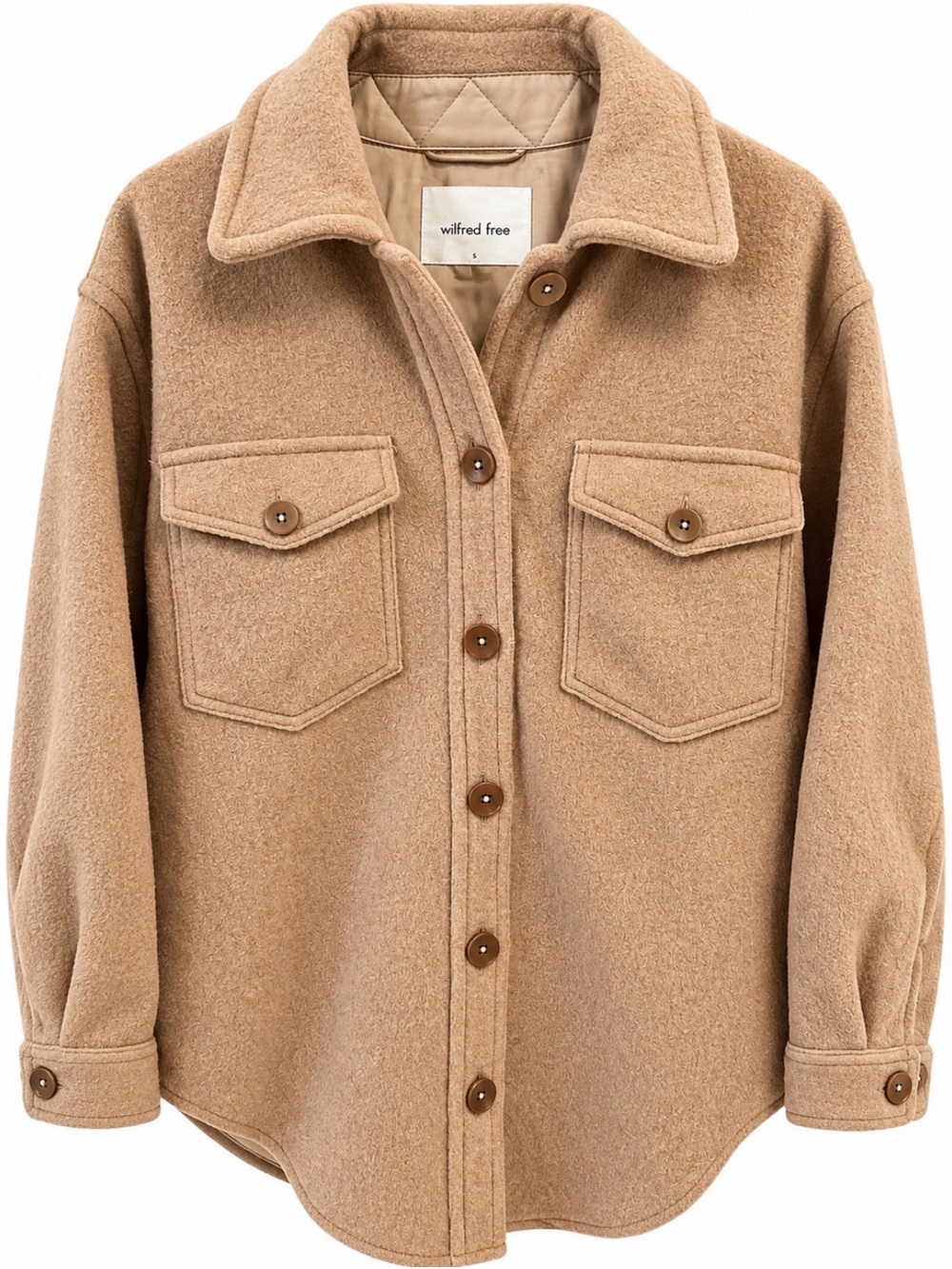 Wilfred Ganna Tan Wool-Blend Utility Shacket